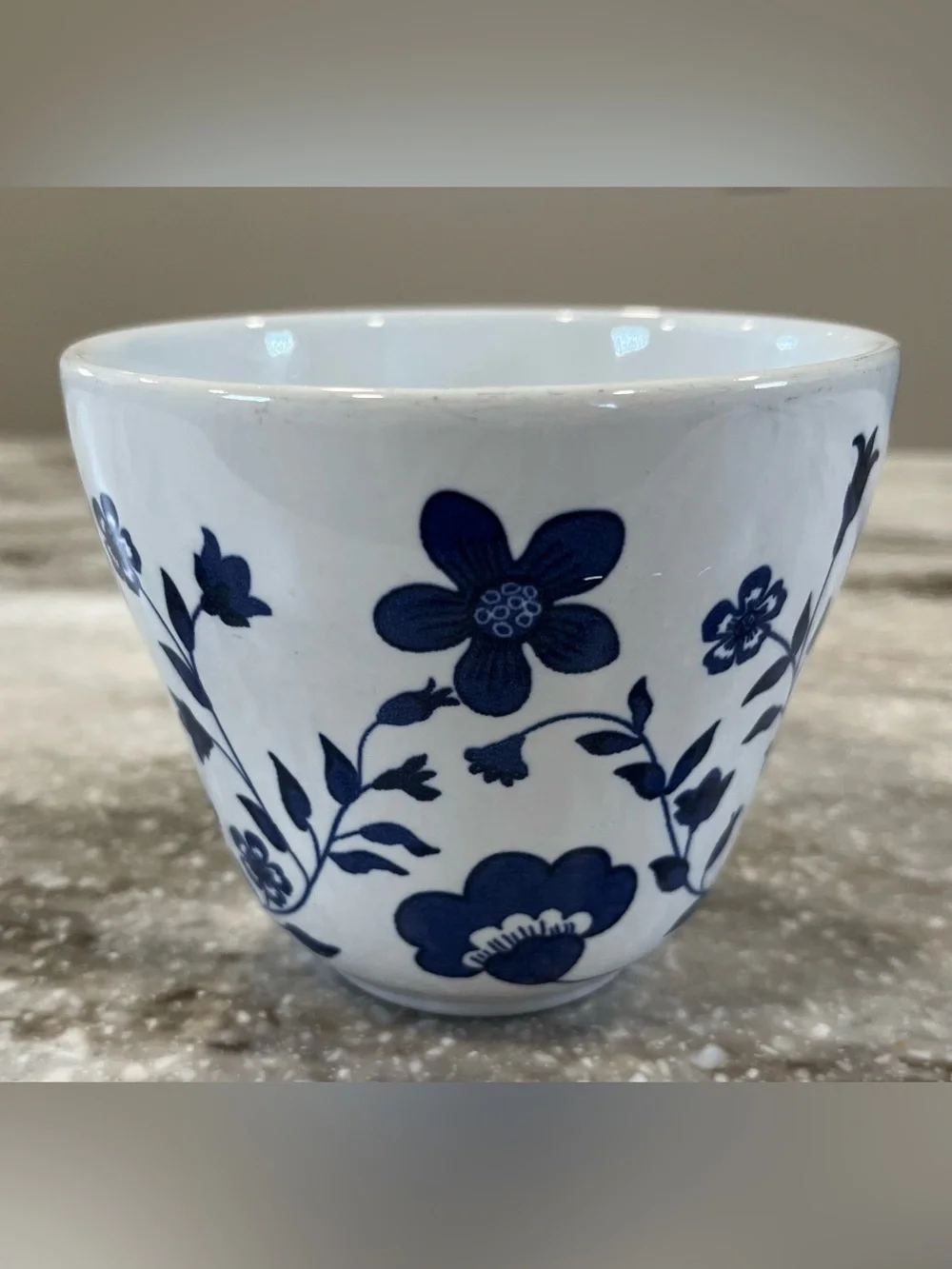 IKEA White Ceramic Mug with Blue Floral Motif